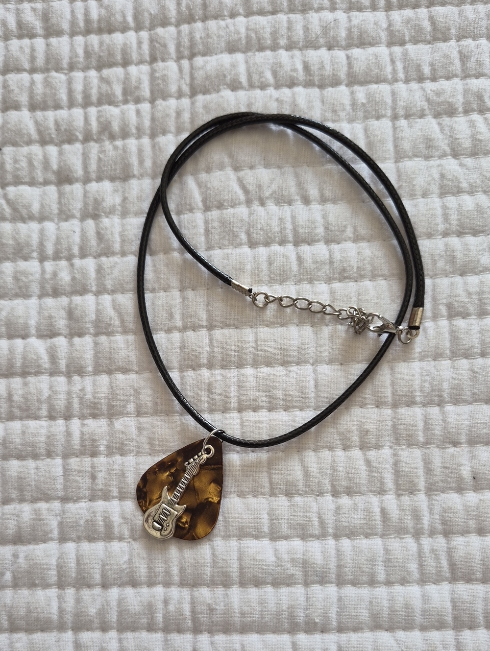 Brown Shell Guitar Pick Pendant Necklace - Jewelry